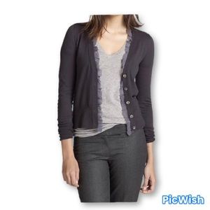 J Crew • Merino Cielo Ruffle Cardigan in Brown